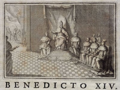 Paavi Benedictus XIV (1740-1758) Thomas-Mary Mamachin "" Annals of the Order of Preachers -kirjassa, Rooma tekijältä Unknown artist