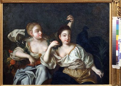 Keisari Pietari Suuren tyttärien muotokuva (Pietari Suuren tyttärien muotokuva). Anonyymi maalaus. Öljy kankaalle, 69 x 84 cm, 1700-luvun alku. Tasavallan Karjalan valtion taidemuseo, Petroskoi (Karjalan tasavalta). tekijältä Unknown artist