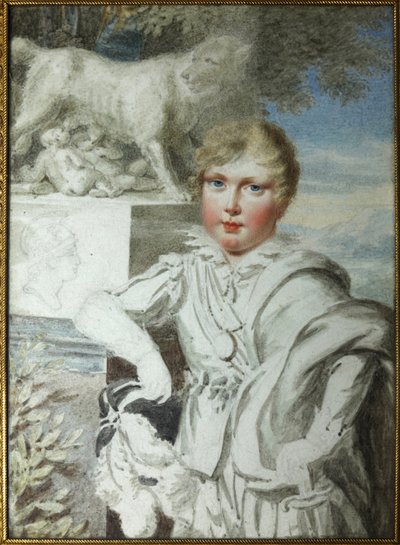 ""Prinssi Napoleon Francois Bonaparten (1811-1832) muotokuva lapsena"" Rooman kuninkaan Napoleon II:n muotokuva, Reichstadtin herttua (1811-1832) Keisari Napoleon I:n poika (1769-1821) - Anonymous Akvarelli1820 A Podstanitsky kokoelma tekijältä Unknown artist