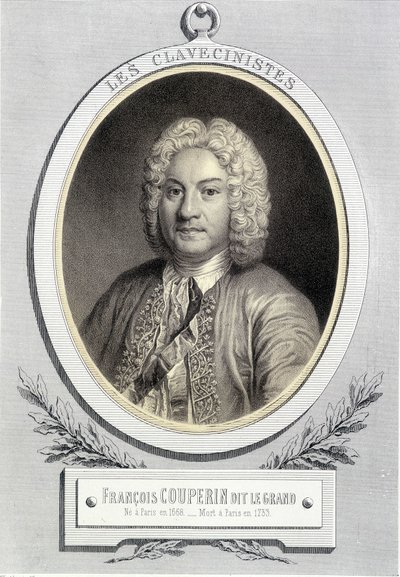 François Couperin dit Le Grandin muotokuva medaljongissa, n. 19. s. tekijältä Unknown artist