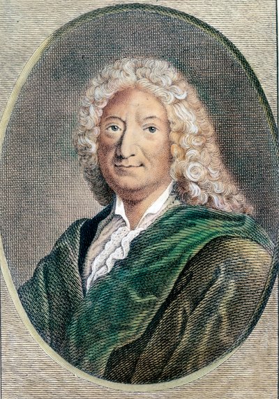 Muotokuva Alain Rene Lesagesta (Alain-Rene Le Sage) (1668-1747), ranskalaisesta kirjailijasta. Kaiverrus 1700-luvulta. Yksityinen kokoelma tekijältä Unknown artist