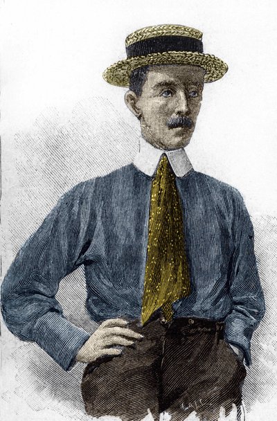 Muotokuva Alberto Santos-Dumontista (1873-1932), brasilialainen ilmailutaiteilija. tekijältä Unknown artist