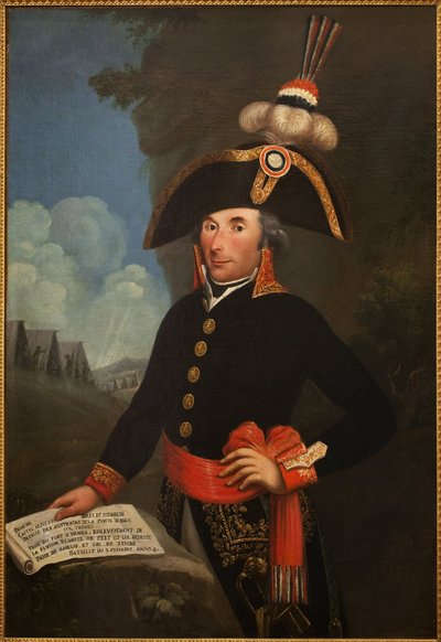 Andre Massenan (1758-1817, Rivolin herttua ja Esslingin prinssi, Imperiumin Marechal) muotokuva divisioonan kenraalin univormussa. Nimetön maalaus, öljy kankaalle 1796, muotokuva tekijältä Unknown artist