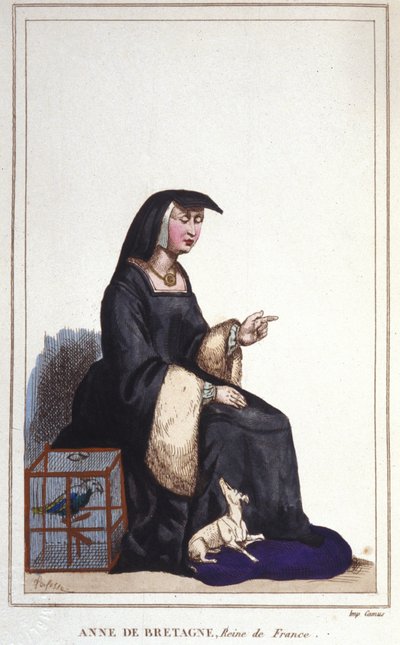 Muotokuva Anne of Bretagnesta (1476-1514), Ranskan kuningatar, Kaarle VIII:n ja sitten Ludvig XII:n vaimo. Kaiverrettu vuodelta 1830 tekijältä Unknown artist
