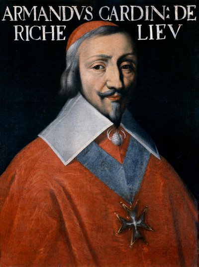 Kardinaali Richelieun Armand-Jean du Plessisin muotokuva, yksityiskohta tekijältä Unknown artist