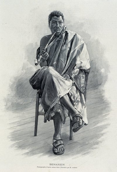 Dahomeyn (nykyisen Beninin) kuninkaan Behanzinin (1844-1900) muotokuva. tekijältä Unknown artist
