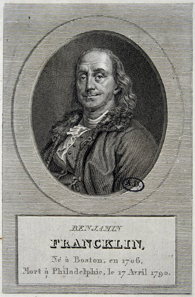 Muotokuva Benjamin Franklinista, yhdysvaltalaisesta poliitikosta ja fyysikasta (1706-1790) tekijältä Unknown artist