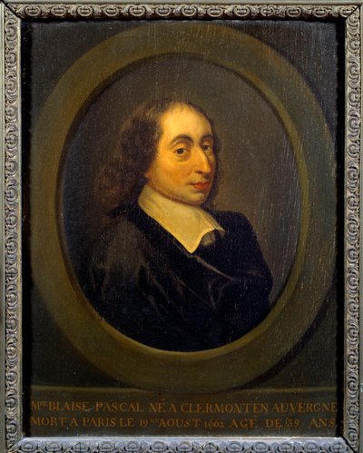 Blaise Pascalin (1623-1662), ranskalaisen fyysikon, matemaatikko ja kirjailijan muotokuva. Anonyymi maalaus. Port Royal, Musee Des Granges tekijältä Unknown artist