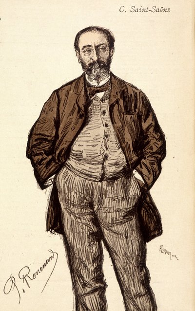 Camille Saint Saensin (Saint-Saens) (1835-1921), ranskalaisen säveltäjän muotokuva. tekijältä Unknown artist