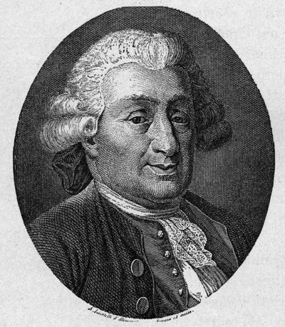 Muotokuva Carlo Goldonista (1707 - 1793), italialainen sarjakuvakirjailija. A. Locatellin kaiverrus 1800-luku tekijältä Unknown artist