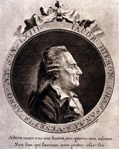 Casanovan muotokuva (1725 - 1798) - muotokuva etupuolella, teoksessa Historia pakostani Venetsian tasavallan vankiloista, kirjoitettu Dux en Bohemiassa tekijältä Unknown artist