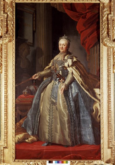 Venäjän keisarin Katariina II:n (1729-1796) muotokuva, säilytetty Drottingholmin palatsissa Tukholmassa. tekijältä Unknown artist
