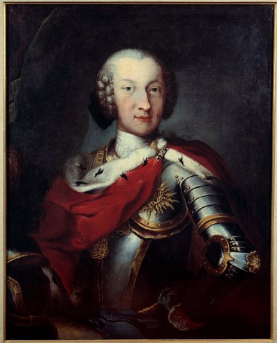 Muotokuva Charles Emmanuel III:sta (1701-1773), Savoian herttuasta, Sardinian kuninkaan, Anonyymin Annunciade-maalauksen suurmestari. 1700-luvun Pariisi, Kunnialegioonan museo tekijältä Unknown artist