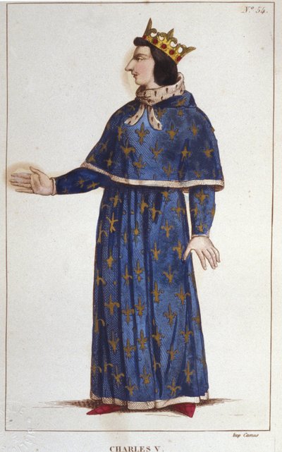 Kaarle V Viisas (1338 - 1380) muotokuva.kaiverrus vuodelta 1830 tekijältä Unknown artist