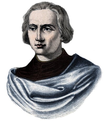 Kristoffer Kolumbuksen muotokuva (Christopher Columbus, Cristoforo Colombo, Cristobal Colon) (1451-1506) Kaiverrus 1800-luvulta tekijältä Unknown artist