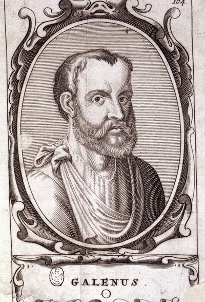 Muotokuva Claudius Gallienuksesta (Claudius Galenus tai Claudius Galenus tai Claudius Galenus tai Galenus, v. 131 - v. 201), kreikkalainen lääkäri. 1700-luvun kaiverrus. tekijältä Unknown artist