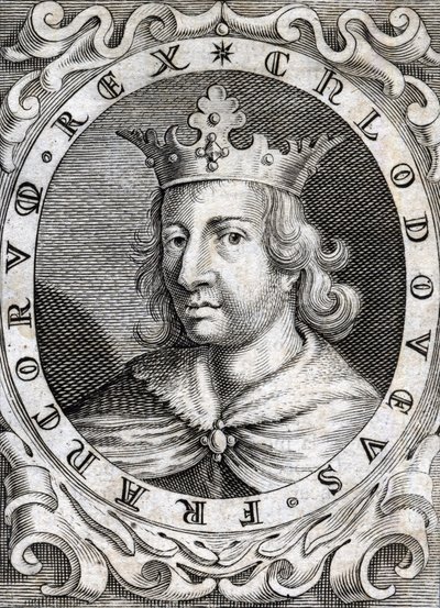 Muotokuva Clovis II:sta (? - 657), Neutrian, Burgundin ja Austrasian kuninkaan kaiverrus 1700-luvulta tekijältä Unknown artist