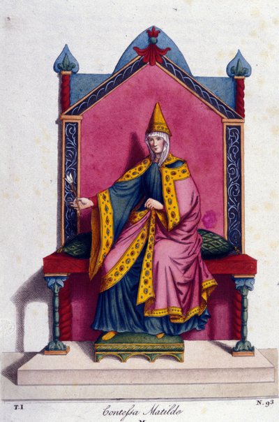 Canossan kreivitär Mathilden (tai Toscanan kreivitär Mathilden) muotokuva (1046 - 1115). Kaiverrus 1800-luvulta. tekijältä Unknown artist