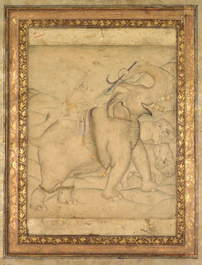 Muotokuva keisari Jahangirista ratsastamassa norsulla tekijältä Unknown artist