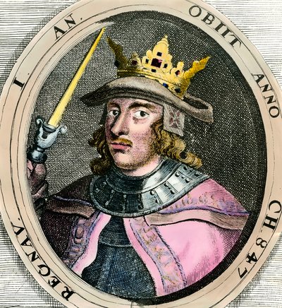 Muotokuva Eric (Erik) I Eigod (1056-1103) Tanskan kuningas Kaiverrus 1700-luvulta Yksityinen kokoelma tekijältä Unknown artist