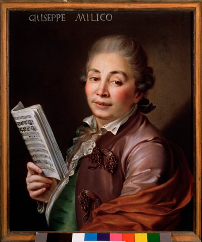Giuseppe Millicon (1737-1802) muotokuva, italialainen kastraatto Anonyymi maalaus. 1700-luvun Bologna, kansalaismusiikkimuseo tekijältä Unknown artist