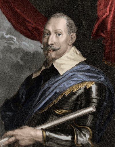 Kustaa Adolphe II:n (Gustave Adolphe) (1594-1632) muotokuva, Ruotsin kuningas - Gustav Adolphus II 1594-1632, Ruotsin kuningas 1611-1632 - kaiverrus - 1800-luku tekijältä Unknown artist