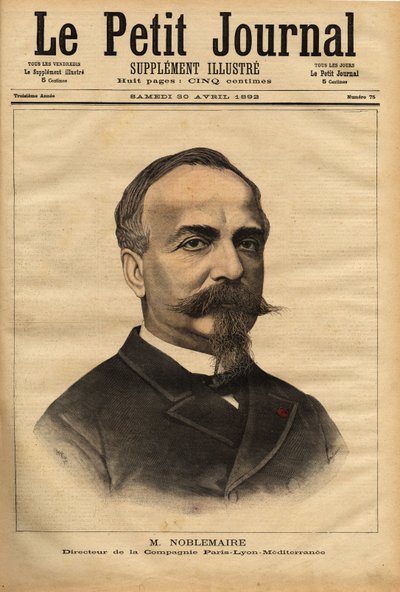 Muotokuva Gustave Noblemairesta (1832-1924), joka ohjattuaan menestyksekkäästi Alger-Oran-rautatien rakentamista vuoteen 1869 saakka, palasi Pariisiin ottaakseen Paris Lyon Mediterranee -yhtiön johdon. Hän säilytti aseman 26. tekijältä Unknown artist