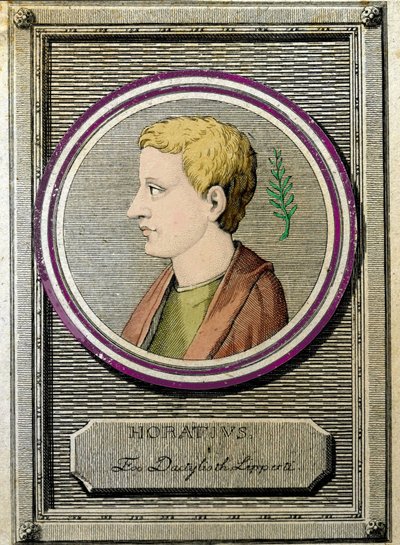 Muotokuva Horatiuksesta (Quintus Horatius Flaccus) (65-8 eKr.), latinalainen runoilija. tekijältä Unknown artist
