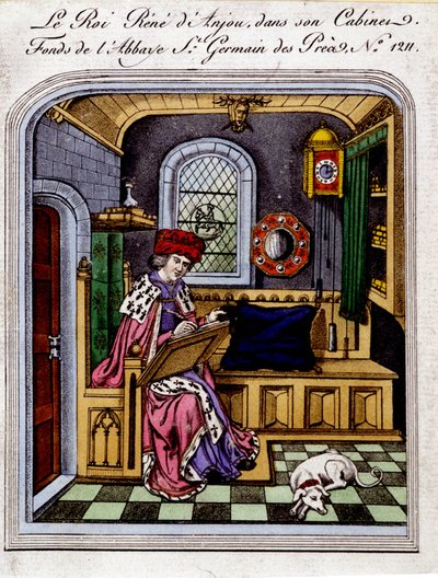 Anjoun kuninkaan Renen (1409-1480) muotokuva”” kutsuu kabinetissaan myös Napolin Rene I tai Sisilian Rene - kaiverrus miniatyyrin mukaan tekijältä Unknown artist