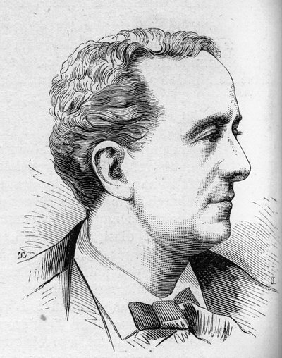 Muotokuva Louis Delaunaysta (1826-1903), ranskalaisesta koomikosta, Comedie Francaisen jäsenestä. Kaiverrus "" Le Monde Illustré" -julkaisussa n¡1168, 16. elokuuta 1879. tekijältä Unknown artist