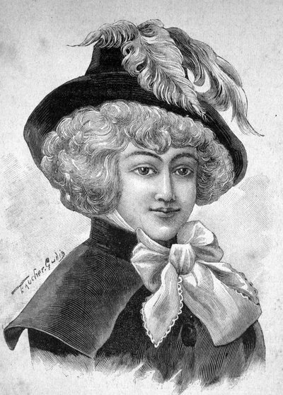 Portrait of Mademoiselle de Fontenay tai Teresa (Theresa tai Terezia) Cabarrus, dit Madame Tallien (Talien), Caraman Chimayn prinsessa (1773 - 1835) - teoksessa "" Les Contemporains", n.d. 1800-luvun lopulla. tekijältä Unknown artist