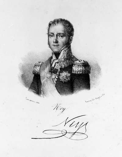 Michel Neyn muotokuva, Elchingenin herttua, Moskovan prinssi (1769 - 1815), Ranskan marsalkka. Kaiverrus 1800-luvulta. tekijältä Unknown artist