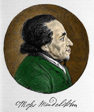 Mooseksen (Moses) Mendelssohnin (1729 - 1786) muotokuva, filosofi ja modernin juutalaisuuden todellinen perustaja. Muusikko Felix Mendelssohnin isoisä. tekijältä Unknown artist