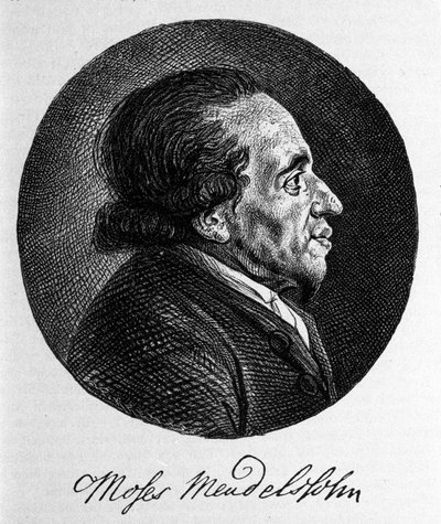 Mooseksen (Moses) Mendelssohnin (1729 - 1786) muotokuva, filosofi ja modernin juutalaisuuden todellinen perustaja. Muusikko Felix Mendelssohnin isoisä. tekijältä Unknown artist