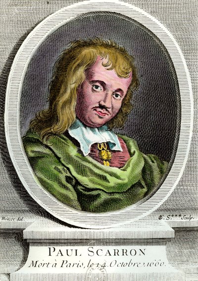 Ranskalaisen kirjailijan Paul Scarronin (1610-1660) muotokuva. Kaiverrus 1600-luvulta. Yksityinen kokoelma. tekijältä Unknown artist