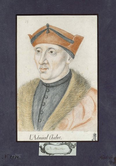 Muotokuva Philippe de Chabotista (1492-1543), Ranskan amiraalista, Anonymous. Värikynät paperille, koko : 28x19, n. 1530, Valtion Eremitaaši, Pietari tekijältä Unknown artist