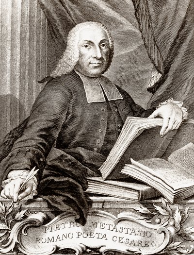 Pietro Trapassin muotokuva, nimeltään Pietro Metastasio (Metastase) (1698-1782), italialainen runoilija ja libretisti tekijältä Unknown artist