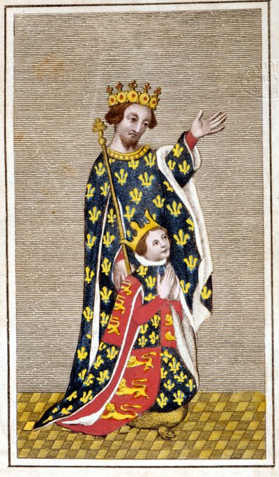 Muotokuva Richard III:n (1452 - 1485) lapsesta ja hänen isästään Richard of Yorkista. Kaiverrus 1700-luvun lopulta. Biblioteca di Brera, Milano. tekijältä Unknown artist