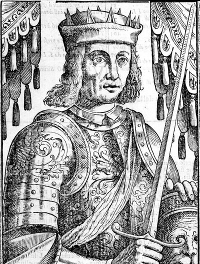 Muotokuva Roger II:sta Hautevillestä (Ruggero Altavilla) (1097-1154), Sisilian monarkian perustajasta. Xilografia 1500-luvulta. tekijältä Unknown artist