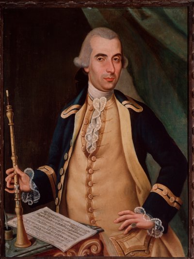 Muotokuva Sante Aguilarin (n. 1734-1808) italialaisen oboisti Anonymous-maalauksesta. 1700-luvun Bologna Civic Bibliographic Museum tekijältä Unknown artist