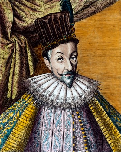 Sigismond III Vaasan (1566-1632) Puolan (1587-1632) ja Ruotsin (1592-1599) kuninkaan muotokuva. 1700-luvun kaiverrus. Coll. Mennä. tekijältä Unknown artist