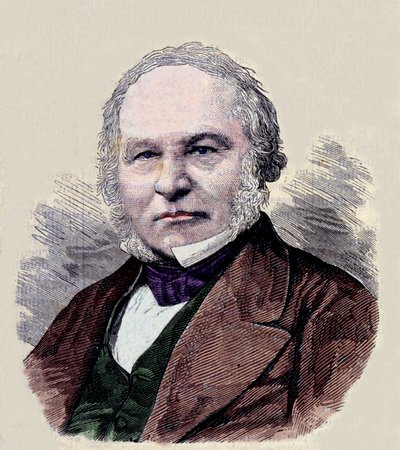 Postimerkin keksijän Sir Rowland Hillin (1795-1879) muotokuva. tekijältä Unknown artist