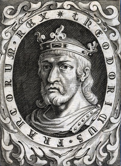 Muotokuva Thierry II:sta (? - 613), Burgundin ja Austraasian kuninkaasta. tekijältä Unknown artist
