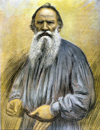 Tolstoin muotokuva. Kaiverrus 1800-luvun lopulla. tekijältä Unknown artist