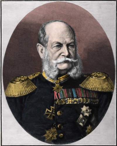 Preussin kuninkaan ja Saksan keisarin William I:n (1797-1888) muotokuva. Kaiverrus 1800-luvun lopulta. tekijältä Unknown artist