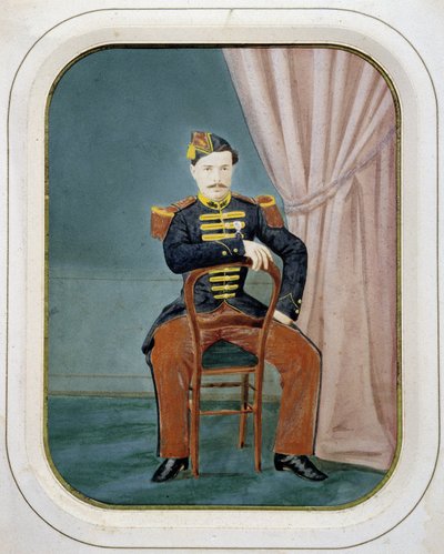 Sotilaan muotokuva. Anonyymi värillinen valokuva, noin 1880. tekijältä Unknown artist