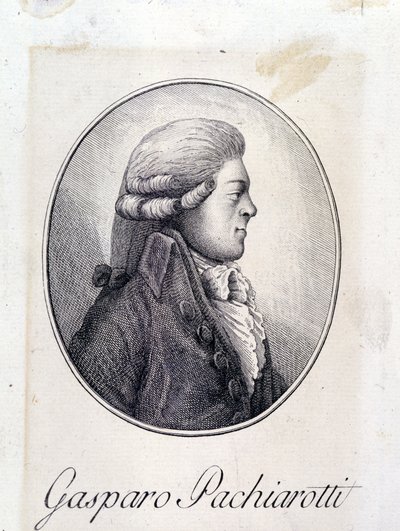Muotokuva italialaisesta kastraatti Gasparo Pacchierottista (Pacchiarotti) (1740 - 1821). Kaiverrus 1800-luvulta. tekijältä Unknown artist
