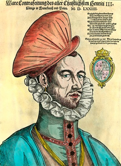 Ranskan kuninkaan Henrik III:n (1551-1589) muotokuva. 1500-luvun kaiverrus. tekijältä Unknown artist