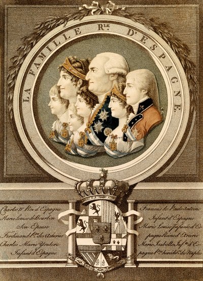 Espanjan kuninkaallisen perheen muotokuva: kuningas Carlos IV (Charles IV tekijältä Unknown artist