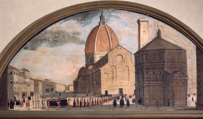 Kulkue Santa Maria del Fioren katedraalilla Firenzessä (maalaus, n. 1650) tekijältä Unknown artist